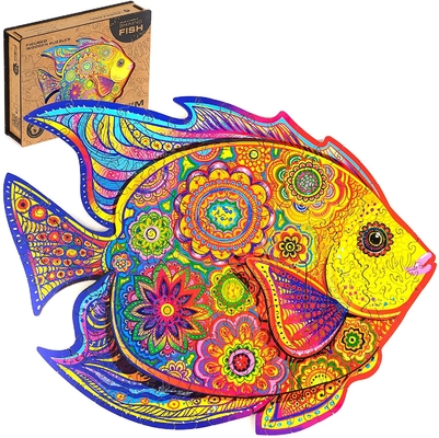Harga yang bagus Hewan Sihir Ramah Lingkungan Puzzle Jigsaw Kayu Ikan Menyinari on line