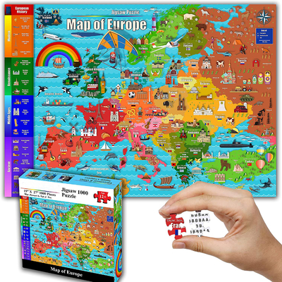 Harga yang bagus Warna Peta Eropa 1000 Piece Paper Puzzle Puzzle Untuk Anak-anak 12+ Remaja Dewasa Keluarga on line