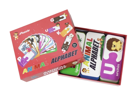 Harga yang bagus Custom Logo Eco Paper Jigsaw Puzzle Hewan Alfabet Abc Kartu yang Cocok on line