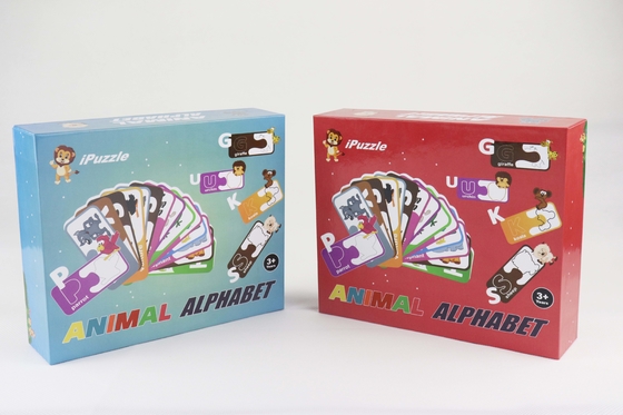 Harga yang bagus Varnish Greyboard Kertas Puzzle Jigsaw Hewan Alfabet yang Cocok Kartu on line