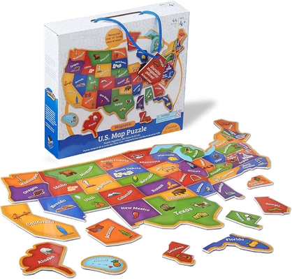 Harga yang bagus 44 Piece Magnetic USA Map Puzzle Lucu Geografi Untuk Anak Usia 4+ daring