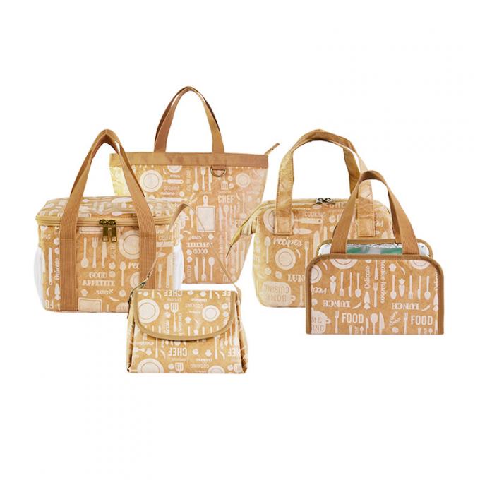 OEM Insulated Kraft Brown Paper Lunch Bag Tas Pendinginan Termal Untuk Piknik Makanan 1
