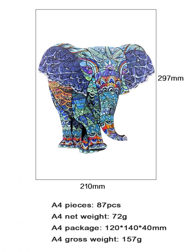 Animal berbentuk lantai berwarna-warni Gajah Kayu teka-teki puzzle untuk anak 3 tahun 3