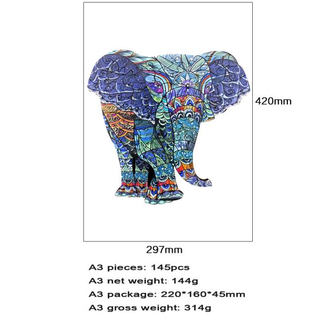 Animal berbentuk lantai berwarna-warni Gajah Kayu teka-teki puzzle untuk anak 3 tahun 4
