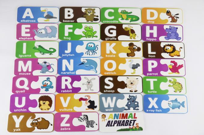 Varnish Greyboard Kertas Puzzle Jigsaw Hewan Alfabet yang Cocok Kartu 1