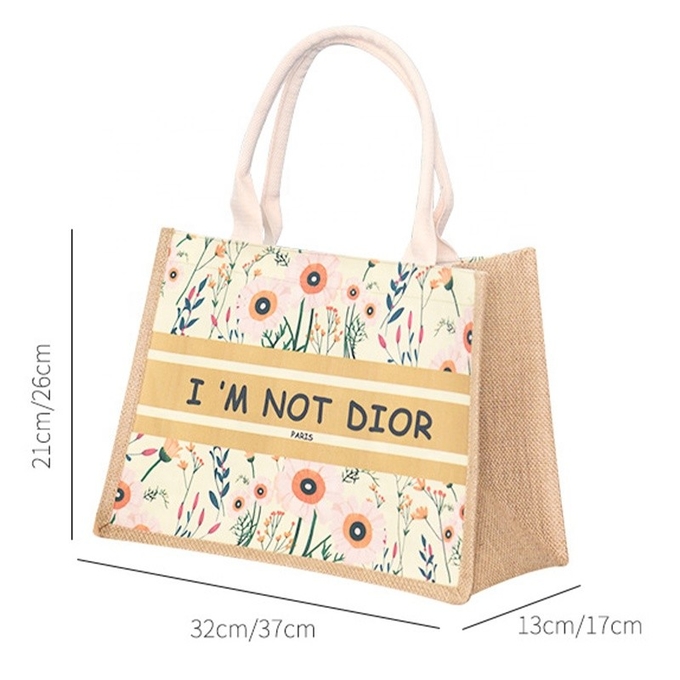 Tas Jute Burlap Tote Custom Printing Natal Dengan Genggam 0
