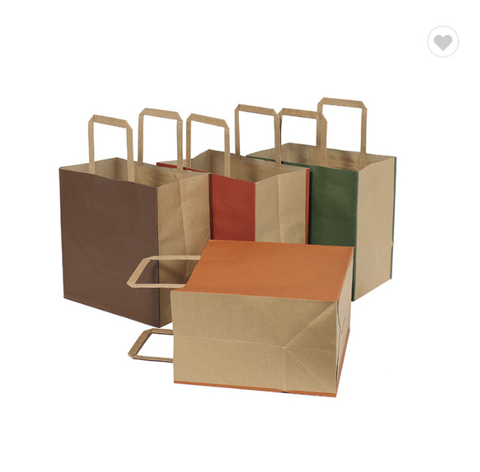 CMYK Solid Color Plain Kraft Paper Gift Bags Eco Friendly Paper Bags 190gsm 0