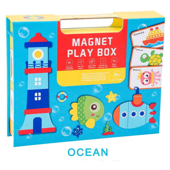 Anak dididik Puzzle hewan magnetik Samudra Mainan belajar prasekolah untuk anak usia 6 tahun 0