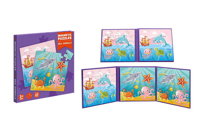 Mainan Pendidikan Magnetic Jigsaw Puzzle Buku Serangga Tema Untuk Anak Usia 3 Tahun ke Atas 1