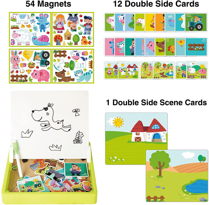 Disesuaikan Anak Kayu Magnetic Jigsaw Puzzle mainan belajar untuk anak usia 4 tahun 65pcs 0