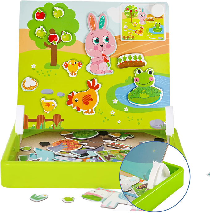 Disesuaikan Anak Kayu Magnetic Jigsaw Puzzle mainan belajar untuk anak usia 4 tahun 65pcs 1