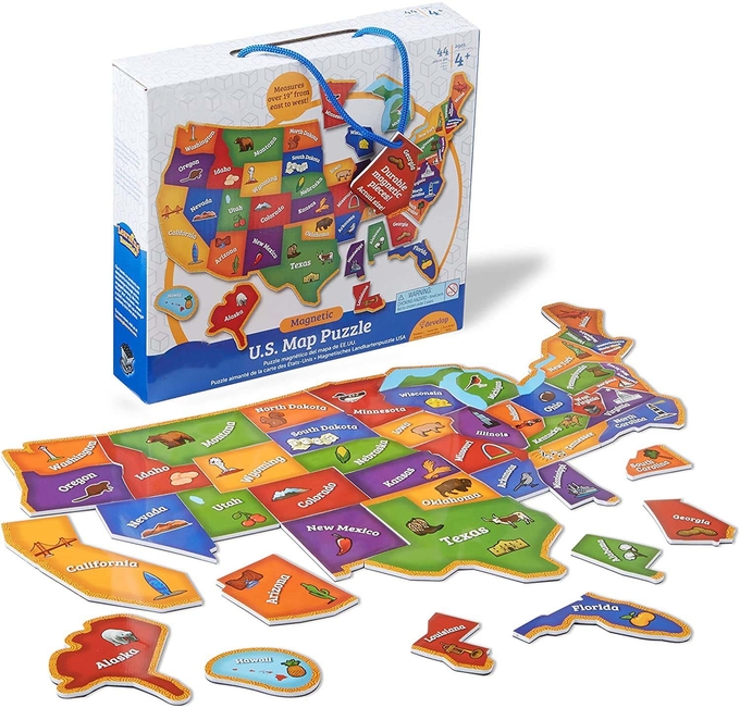 44 Piece Magnetic USA Map Puzzle Lucu Geografi Untuk Anak Usia 4+ 1