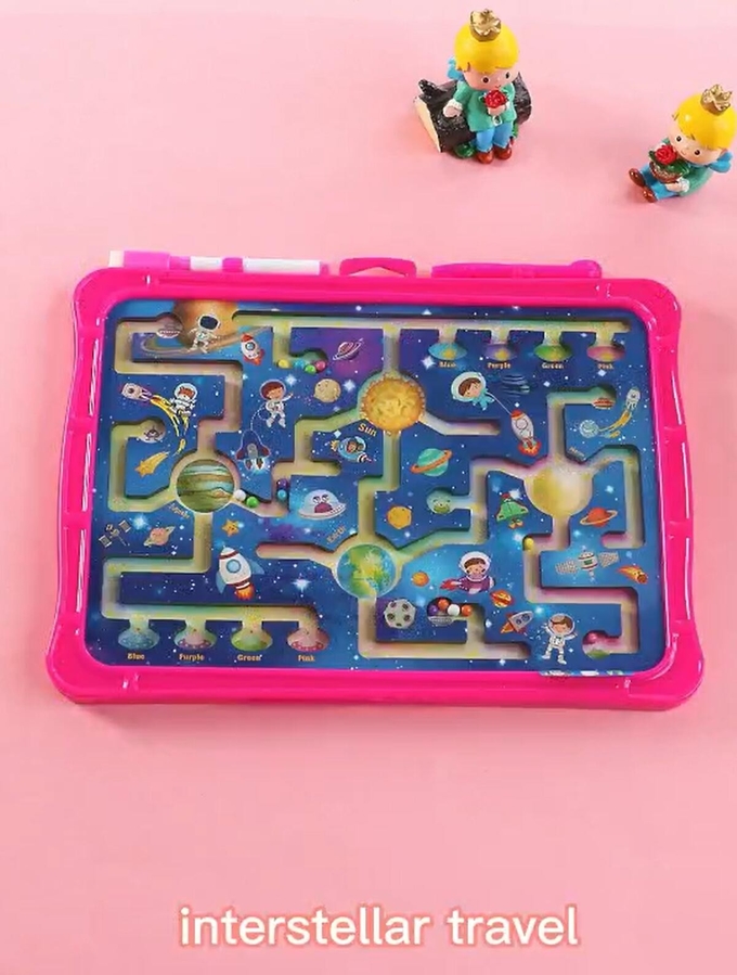 Toddler Magnetic Ball Maze Interaktif Mainan Belajar Perjalanan Antar Bintang untuk anak usia 3 tahun 0