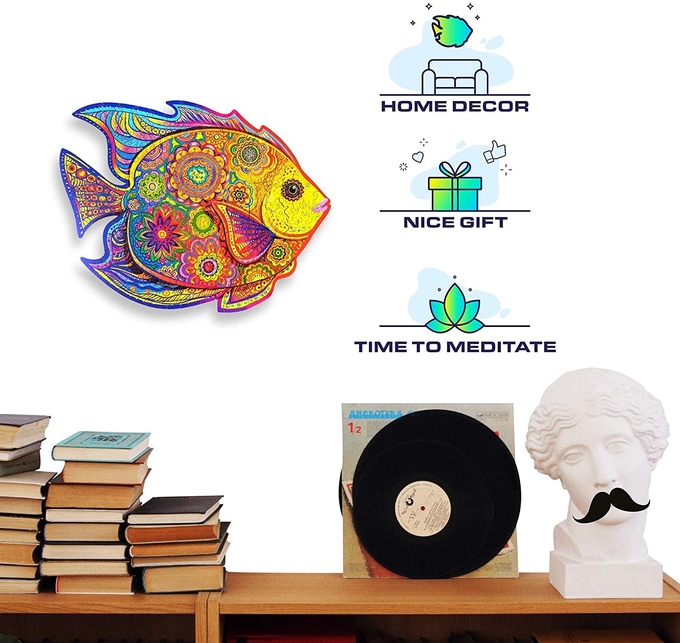 Hewan Sihir Ramah Lingkungan Puzzle Jigsaw Kayu Ikan Menyinari 2