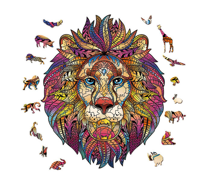 Mysterious Lion puzzle kayu yang dipersonalisasi hadiah untuk orang dewasa anak-anak 0