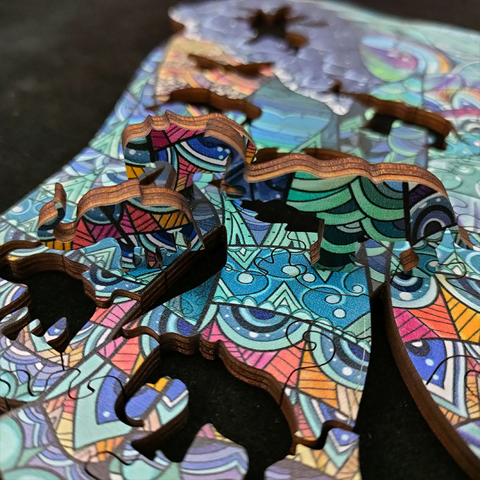 Animal berbentuk lantai berwarna-warni Gajah Kayu teka-teki puzzle untuk anak 3 tahun 1